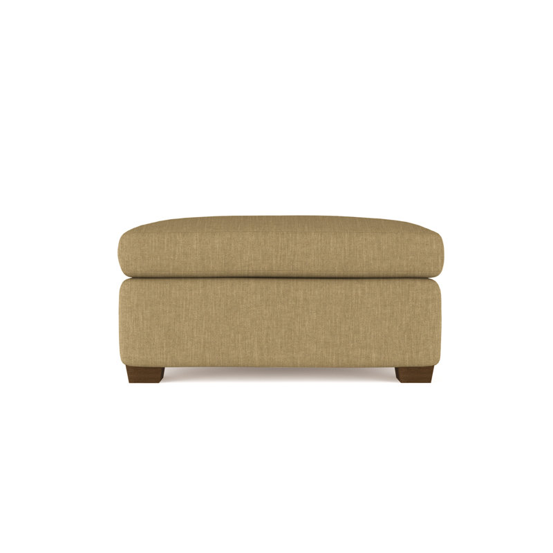 Rivington Ottoman, Box Weave Linen Blue Print, Weathered