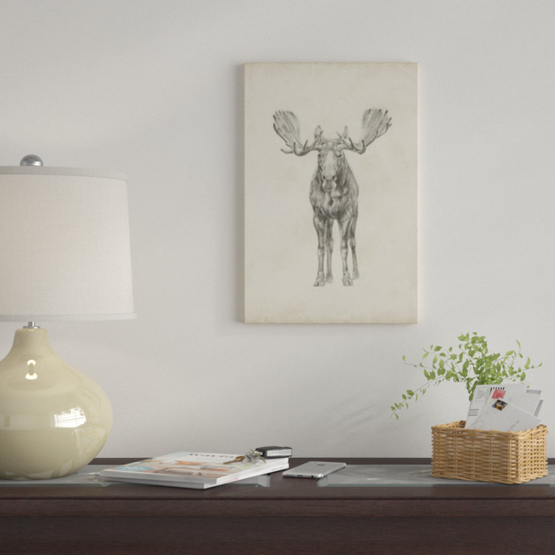 «Moose Study», reproduction sur toile, H 12 po x l 8 po x P 0,75 po, Pas de tapis, Toile tendue