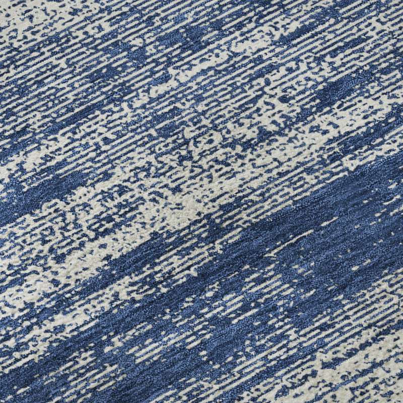 Premium Machine Washable Prisco Navy Rug, Rectangle 9' x 12'