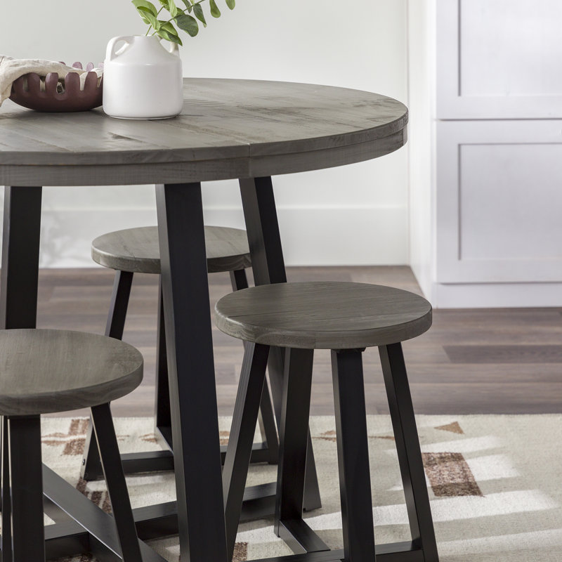 Table de salle à manger Amarapal, L 42 po x L 42 po, Gris, Hauteur standard (hauteur de 30 po)