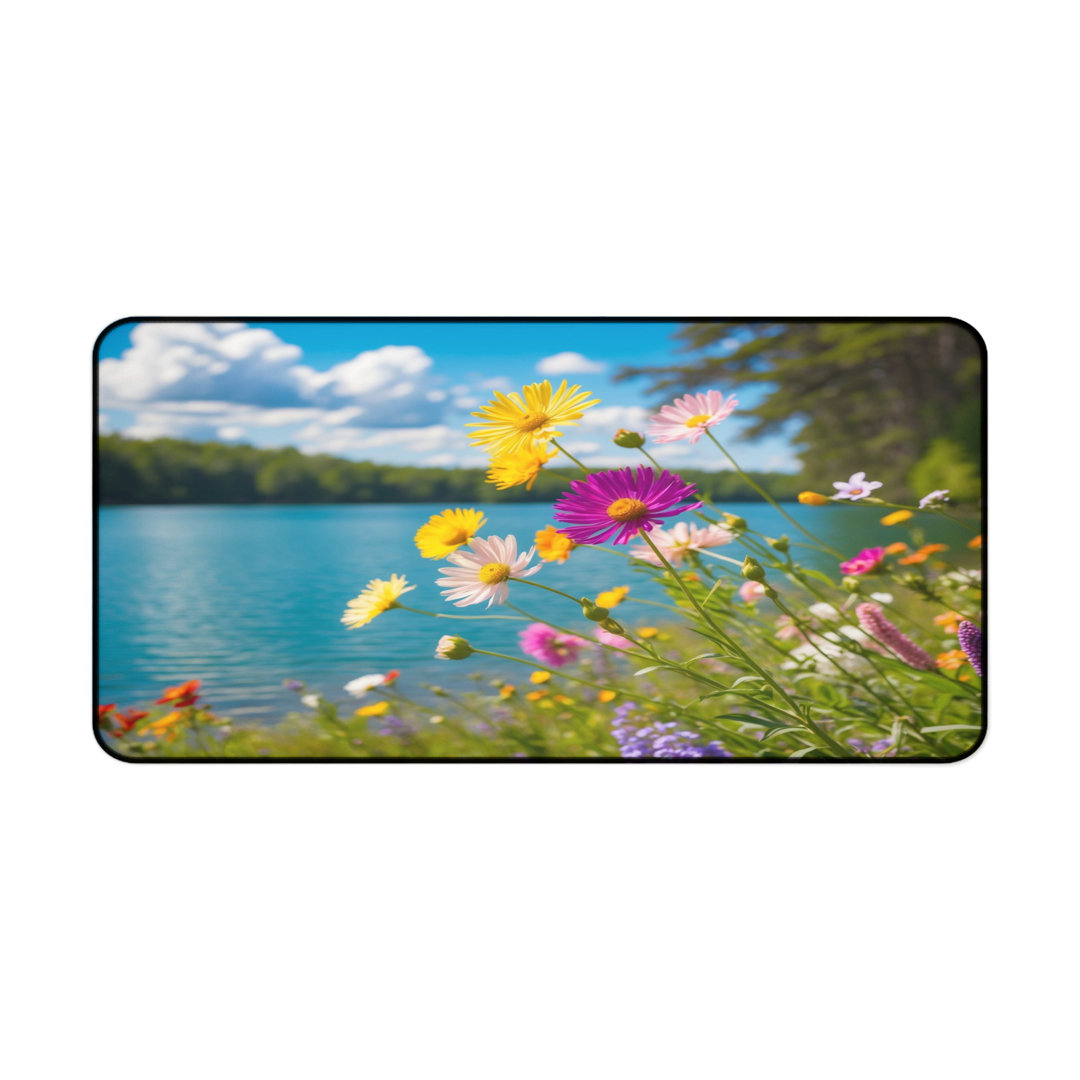 Vibrant Floral Lake Desk Mat