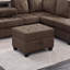 Repose-pieds rembourré avec rangement en tissu brun 1pc
