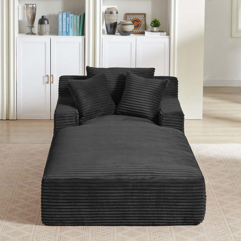 Méridienne surdimensionnée rembourrée Corduroy, Noir