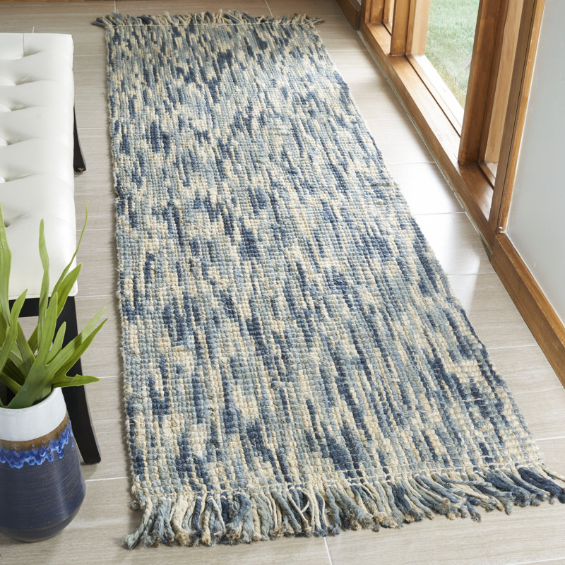 Natural Fiber Hand Woven Jute Striped Rug, Runner 2'6" x 8'
