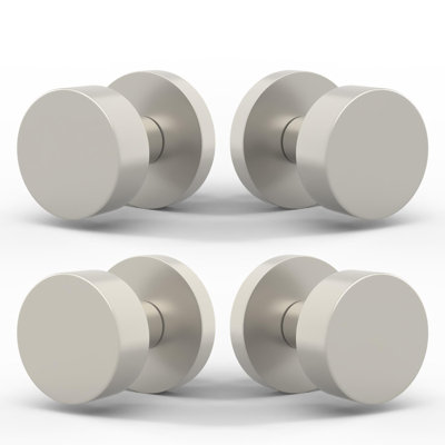 Mega Handles Buena Dummy Knob - lot de 4 - Bouton anti-rotation pour garde-robe et portes françaises, convient à toutes les portes standard - Nickel satiné