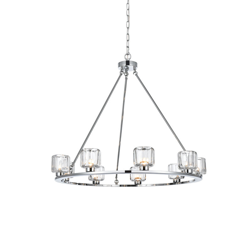 Lustre 32 pouces Enrique, H 30 po x l 36 po x P 36 po, Chrome chrome