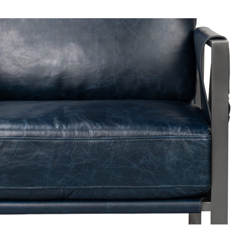 Edmonds Leather Armchair, Blue Leather