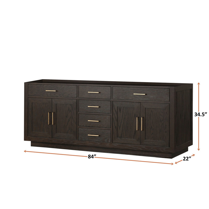 Brown Oak Double Bath Vanity 84 In. W X 22 In. D, Brown Oak