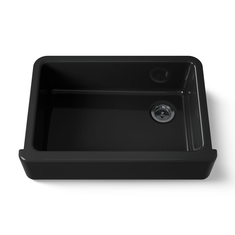 Whitehaven 33" x 22" Self-Trimming Under-Mount Single-Bowl Kitchen Sink with Tall Apron, Black