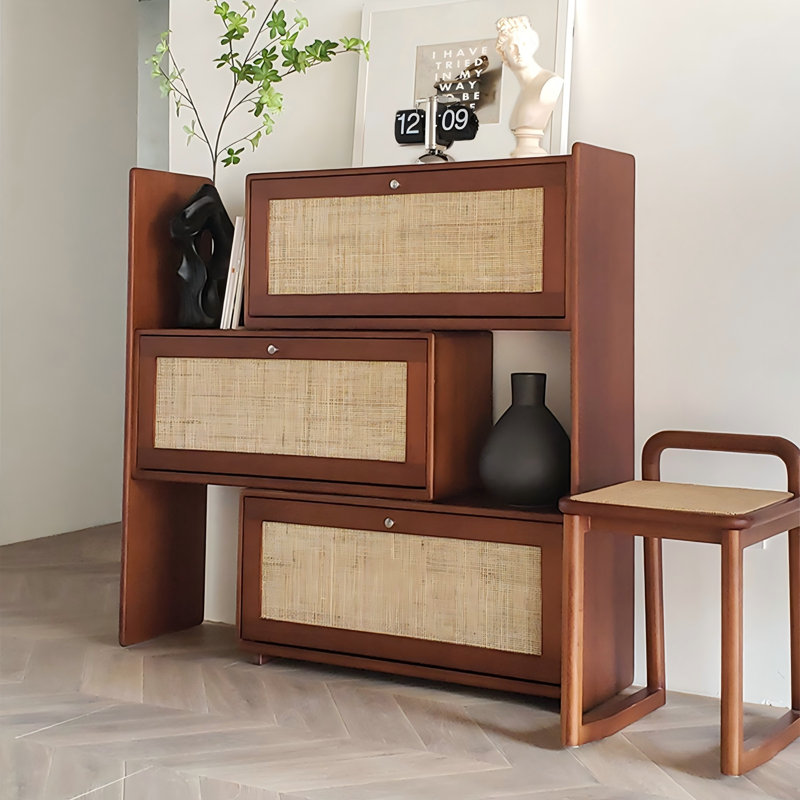 34.65" Caramel Solid wood Boxwood Shoe Storage