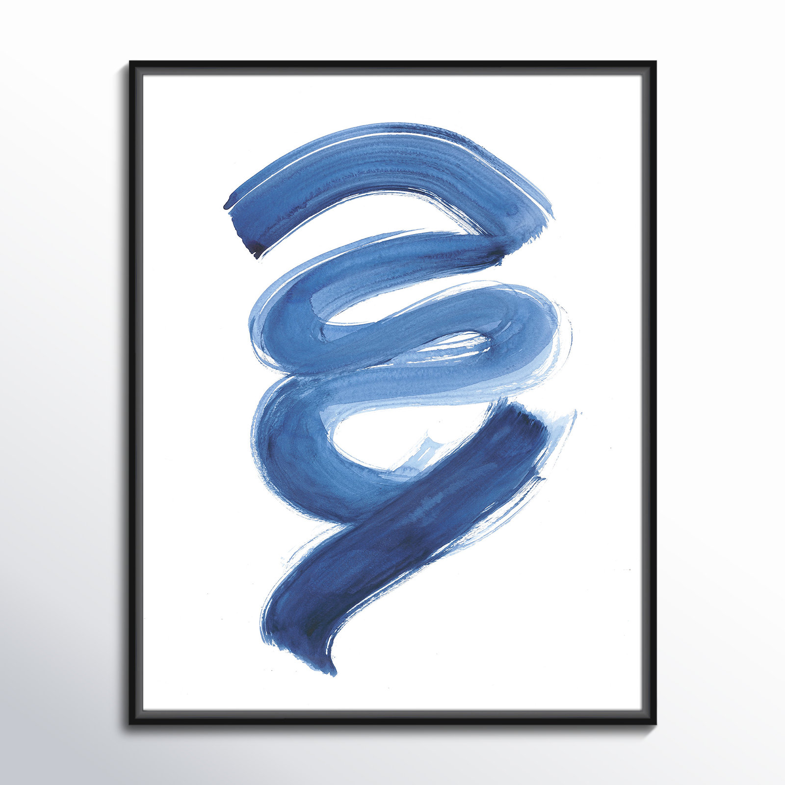 Slinky Indigo I by Filippo Ioco - Painting Print, 29.5" H x 23.5" W x 2" D, Black Framed Canvas
