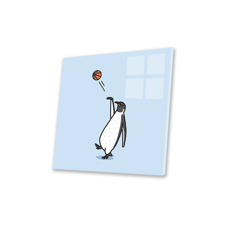 Impression de pingouin balling sur verre acrylique, H 24 po x l 24 po x P 0,25 po