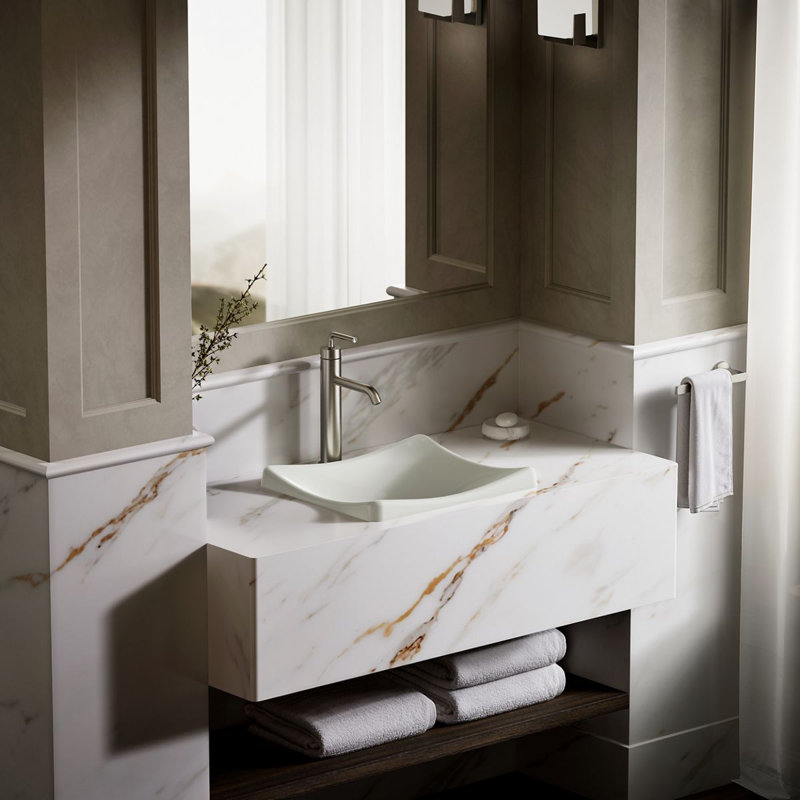 DemiLav Metal Specialty Vessel Bathroom Sink, Almond