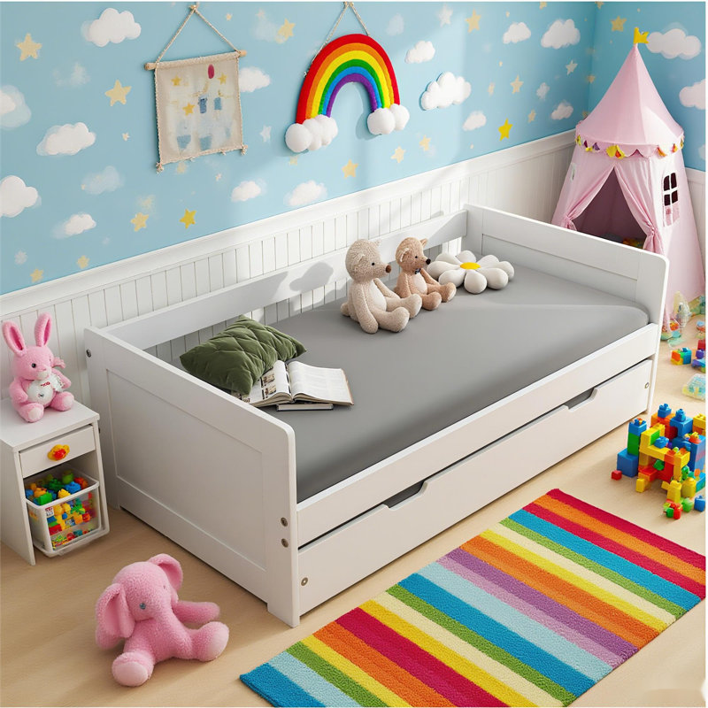 Natalie Solid Wood Daybed with Trundle, White
