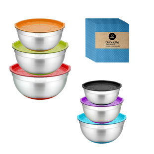 Ensemble de 6 bols à mélanger à double paroi en acier inoxydable de 0,7 pte, 1 pte, 1,5 pte, 2 pte, 2,6 pte, 4 pte, avec couvercle, multicolore