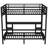 Queen Over Twin XL Metal Bunk Bed with Desk, Shelves, LED, USB Ports, Multi-Use Folding Sofa, Space-Saving Design, Black