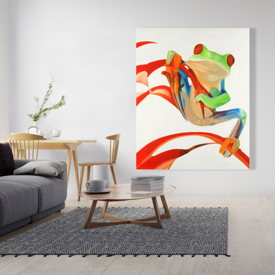 Grenouille aux yeux rouges - Toile de salon verte pour la décoration intérieure