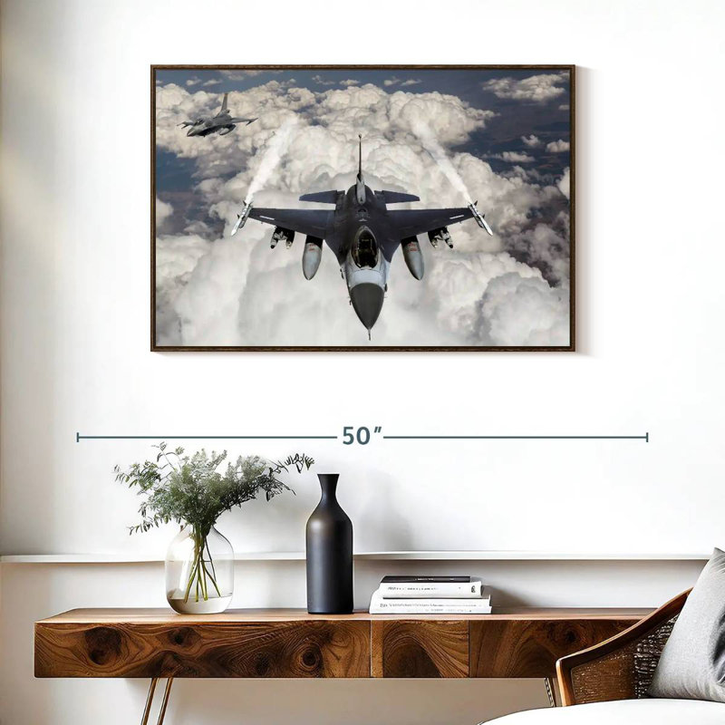 Avions de chasse Casanova, 37 po x 25 po, Cadre flottant noyer