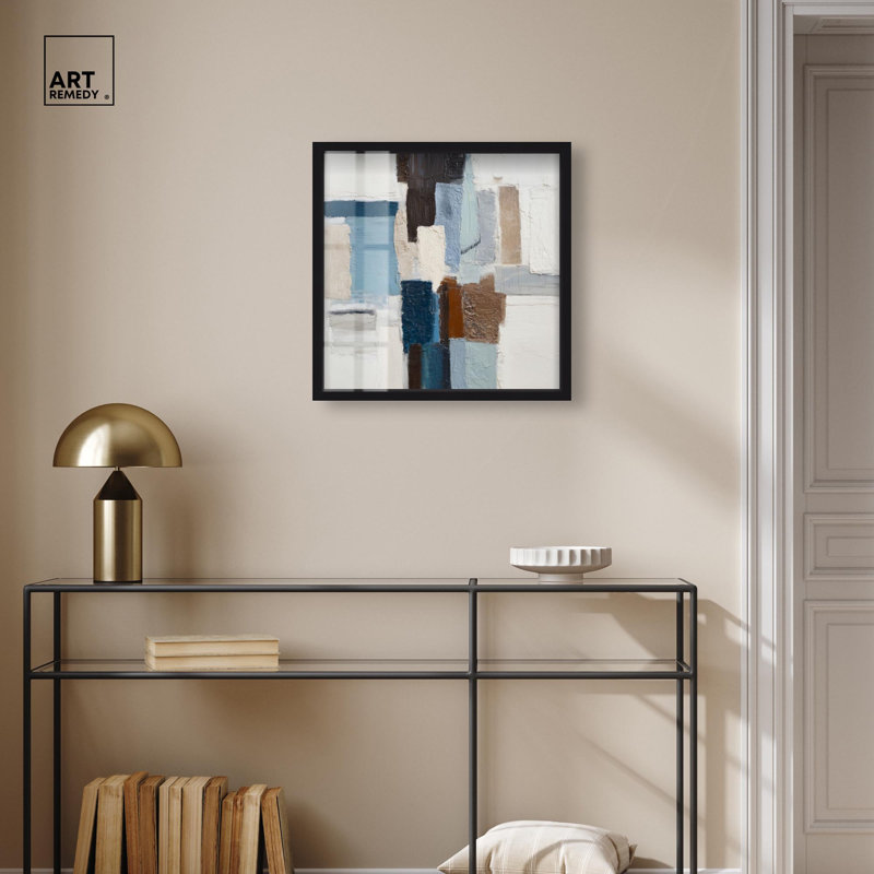Décoration murale de bureau Cool Tones II Shadowbox par Art Remedy, cadre noir, 20 x 20, H 21 po x l 21 po, Structure noire