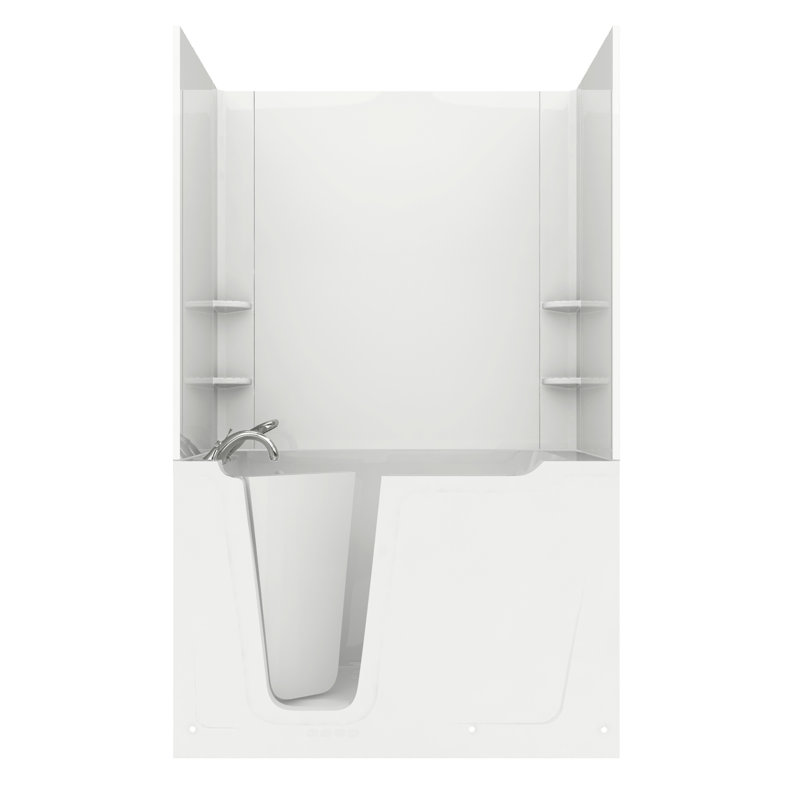 Crescendo 59.75'' x 35.8'' Walk-in Fiberglass Bathtub with Faucet, Right