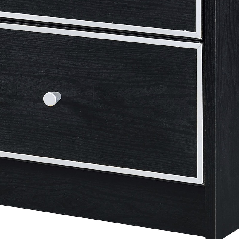 Stylish Black & Silver Accent Table With Generous Internal Storage Space Practical Solutions