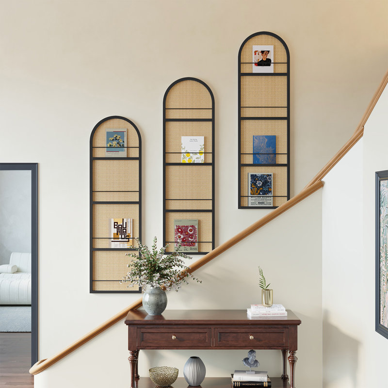 Cloison pliante arquée 67 po avec porte-revues 67 po, Noir