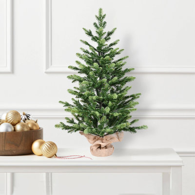 Arbre de Noël de table en PE 2 pi 2 pi, 230 pointes - Mini décor réaliste