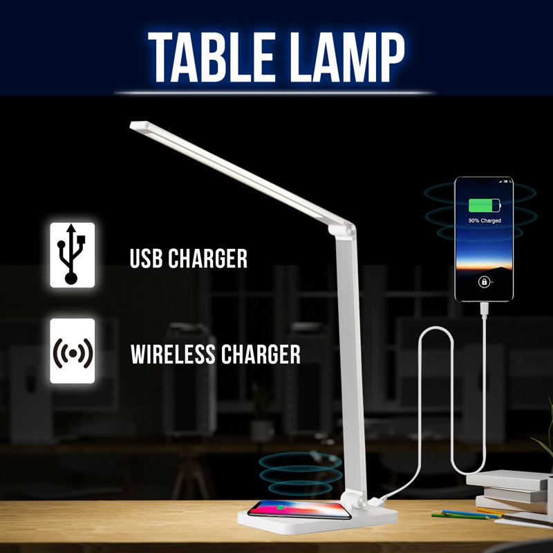Neascu 11.4'' Table Lamp With USB and Wireless Charger