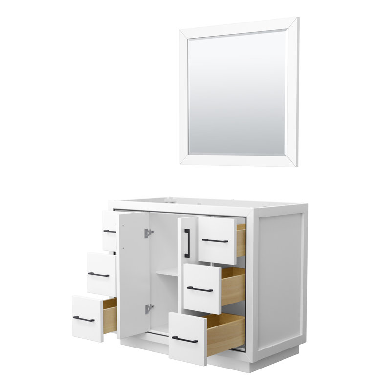 Base de meuble-lavabo double 71 po avec miroir Icon, Blanc / noir mat