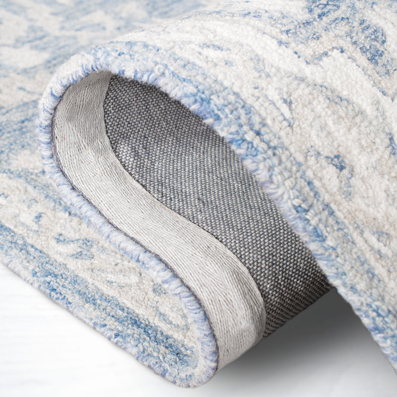 Percy Lauren Ralph Lauren Hand Tufted Wool/Cotton Oriental Rug in Blue/Ivory, Runner 2' x 5'