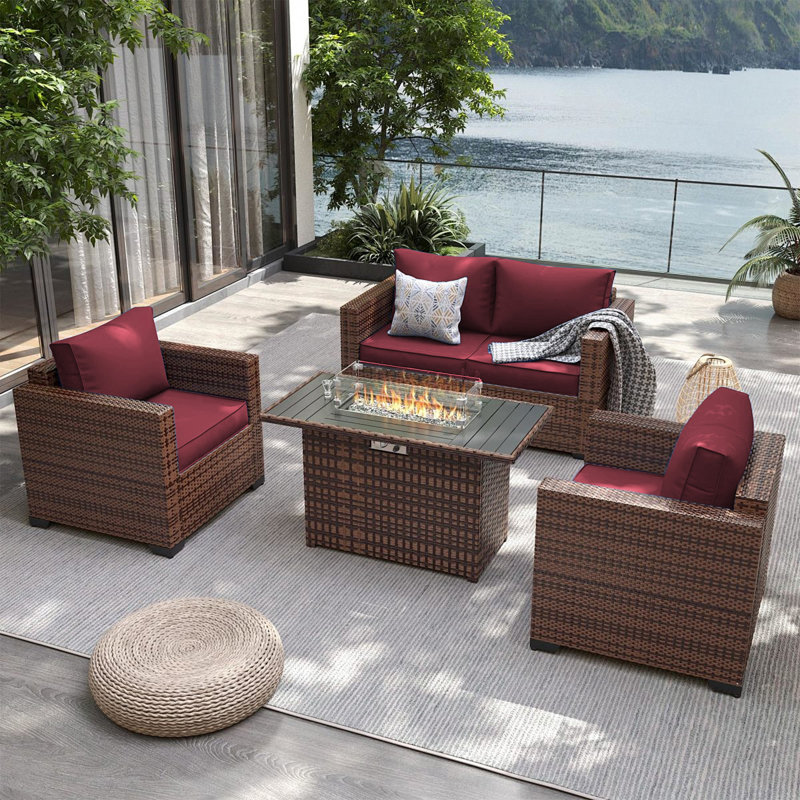 3-piece Outdoor Loveseat Cushion Set - 48x24 In,thick, Waterproof Patio Deep Seat Chair Cushions For 2-person Wicker Rocker,bench -all-weather For Porch, Garden