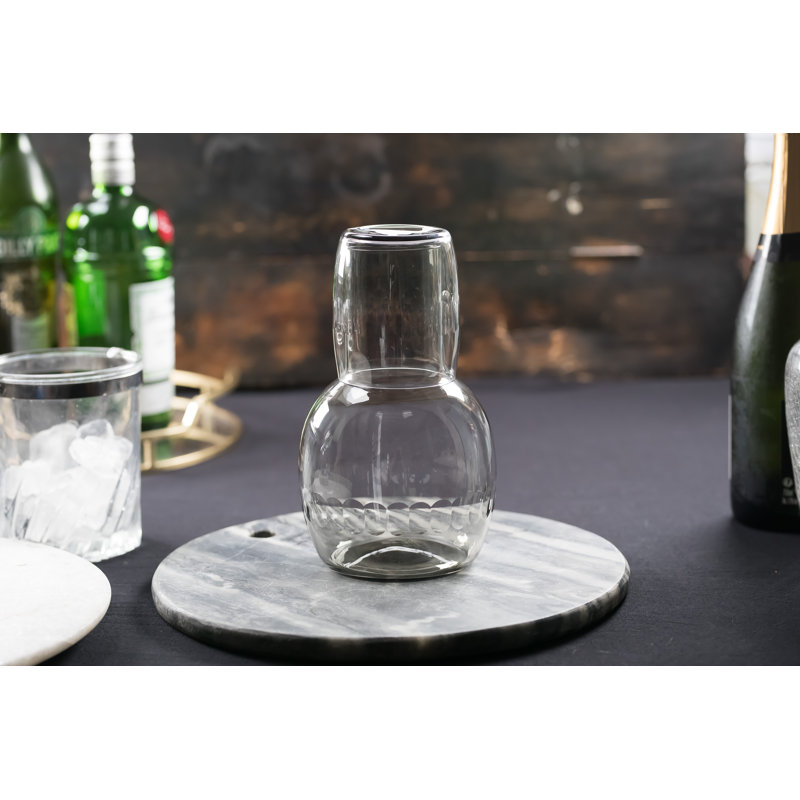 2 - Piece Crystal Carafe Set, Clear/Black