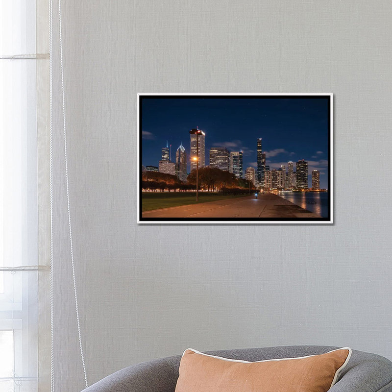 Chicago Lakeside - reproduction d'art murale - toile encadrée, H 18 po x l 26 po, Blanc