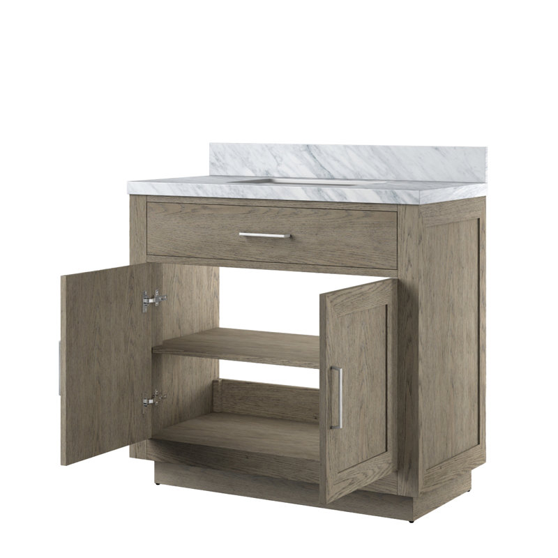 Meuble-lavabo simple avec plateau en marbre de culture, Gris