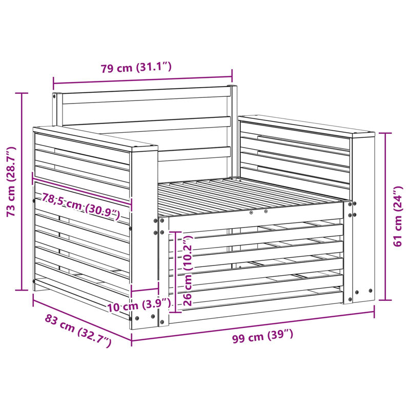 99 cm W Patio Sofa