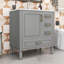 Meuble-lavabo simple autoportant en bois Genett avec grand rangement et lavabo en céramique-1382930060