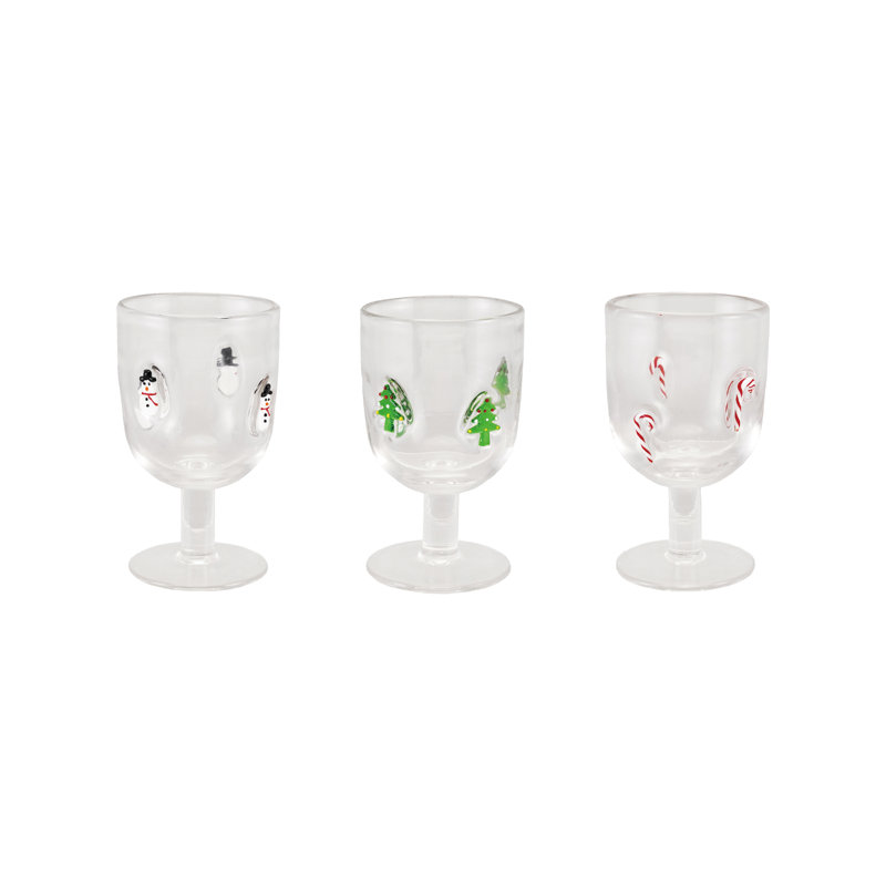 Stemmed Wine Glass With Embedded Icons