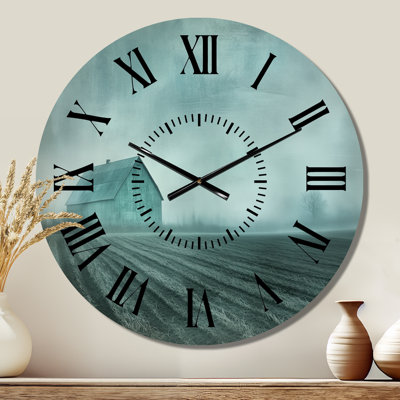 Horloge murale Teal Misty Country Field - Farmhouse