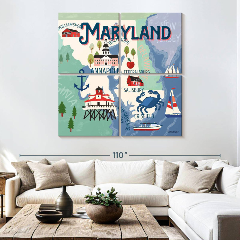 Cartes Aliaz State - Attraits du Maryland, H 74 po x l 74 po