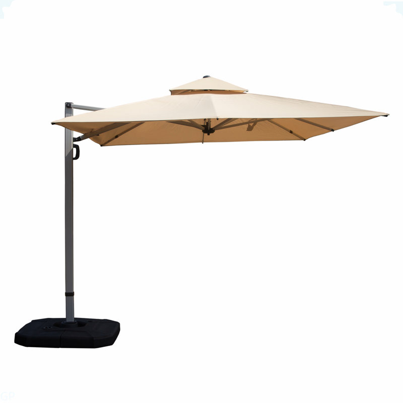 Parasol en porte-à-faux rectangulaire 9 pi x 11 pi avec mât central, beige (base non incluse), Beige