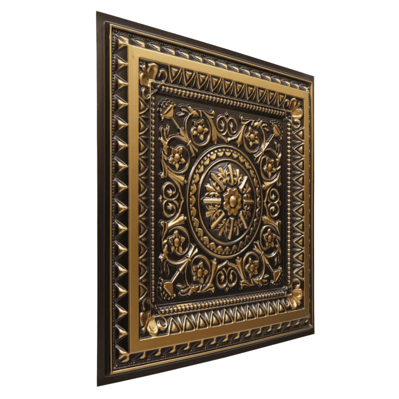 Tuile de plafond en PVC La Scala, Or antique, L 24 po x L 24 po