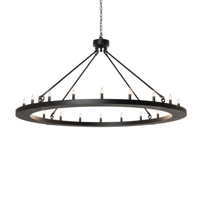 Loxley 20 - Light Dimmable Wagon Wheel Chandelier