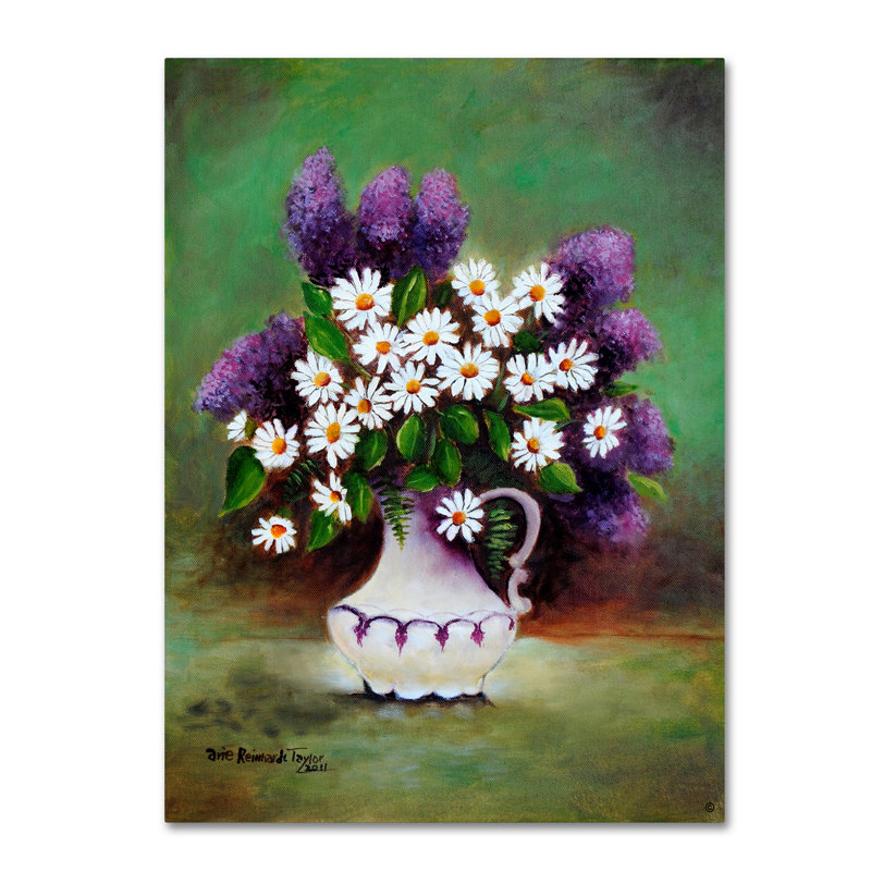Mid-Century Modern Purple Floral Canvas Art Print