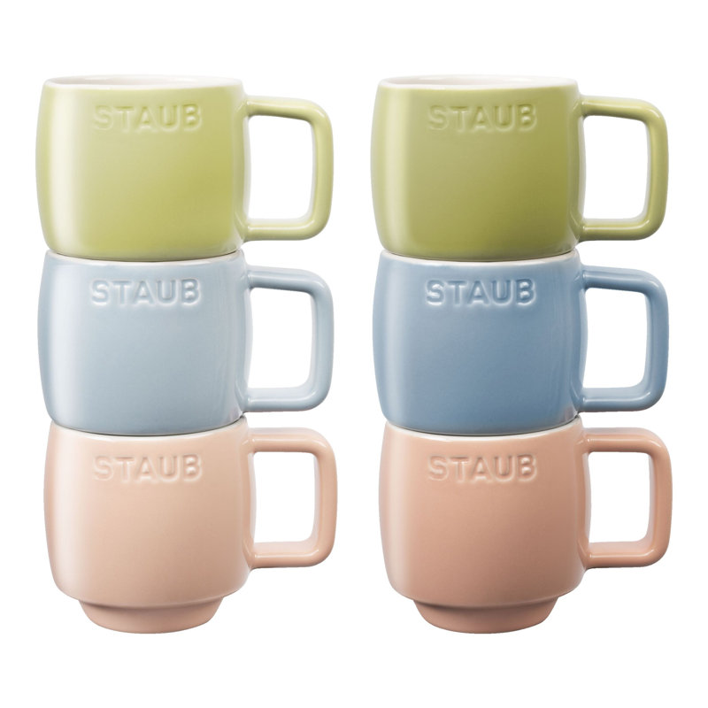 Staub Ceramic Dinnerware 6-Pc 3.5 Oz. Espresso Cups - Macaron Pastels