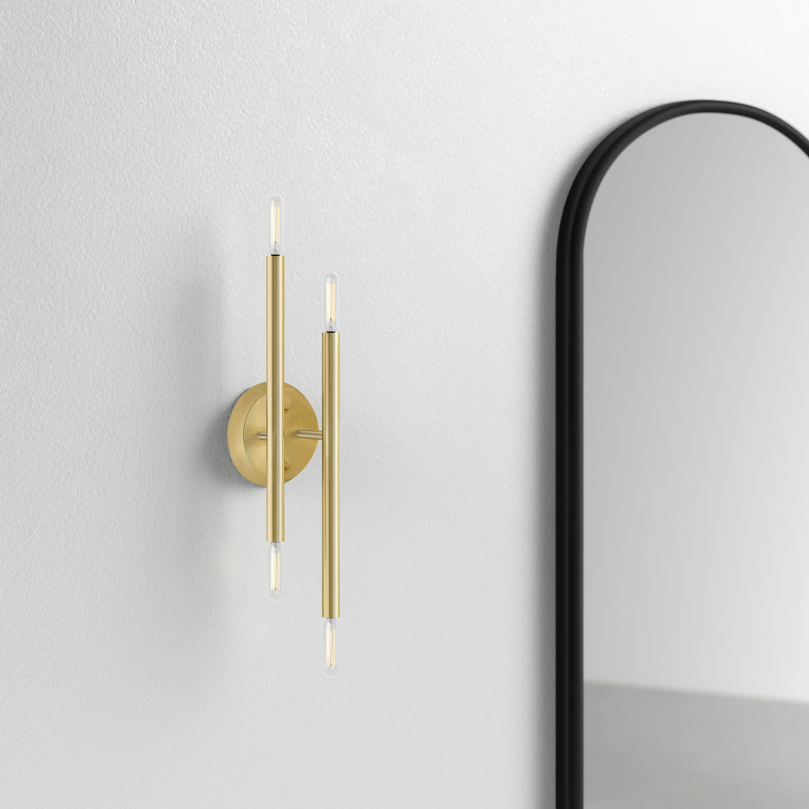 Poco Steel Armed Sconce, Satin Brass