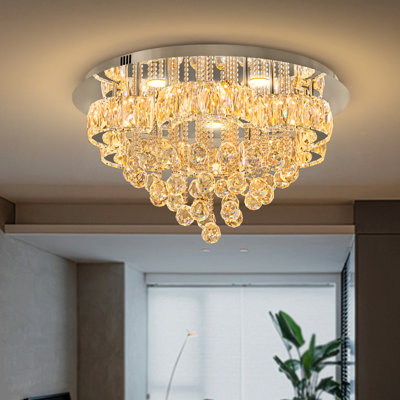 Edelfriede D 24'' Crystal Raindrop Chandelier for Living Room Dimmable LED 3000-6000K 
