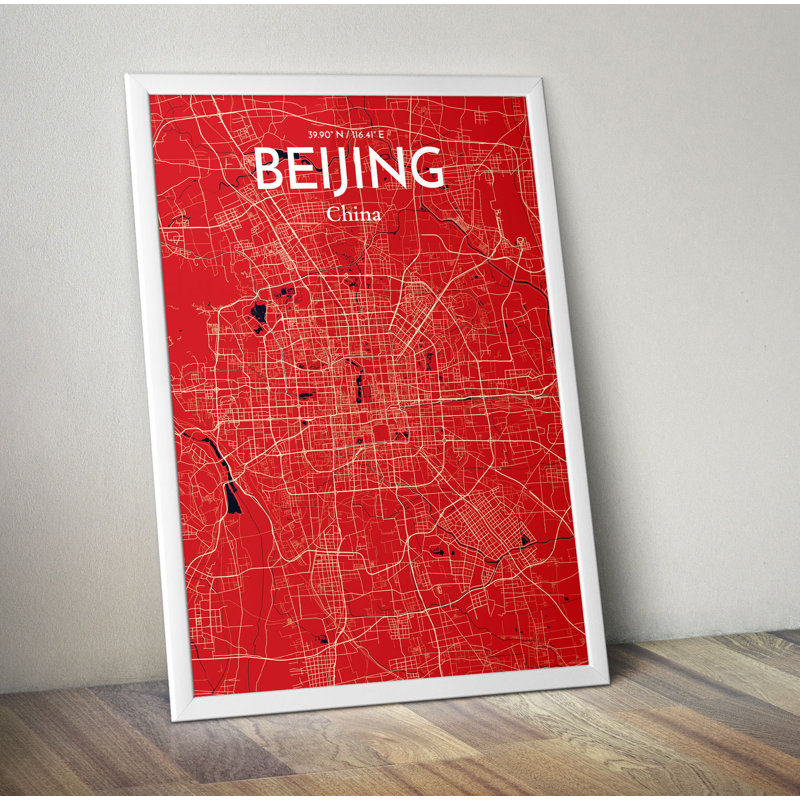 Beijing City Map - No Frame Print, 50.8cm H x 40.6cm W x 0.13cm D