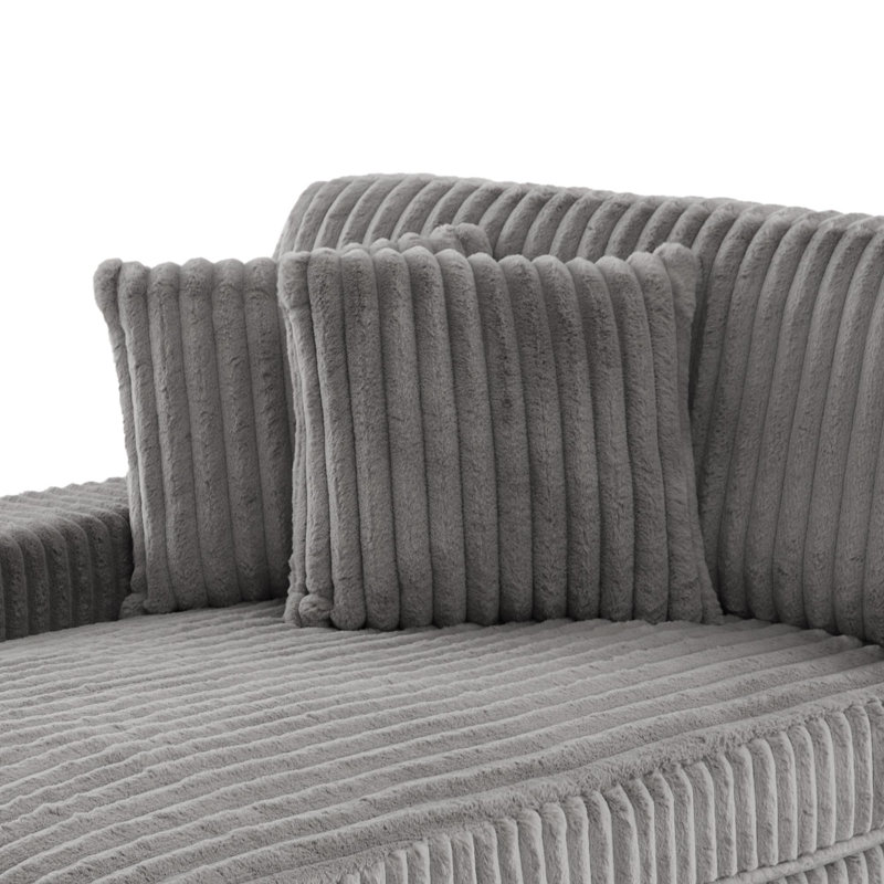 Upholstered Chaise Lounge, Light Grey