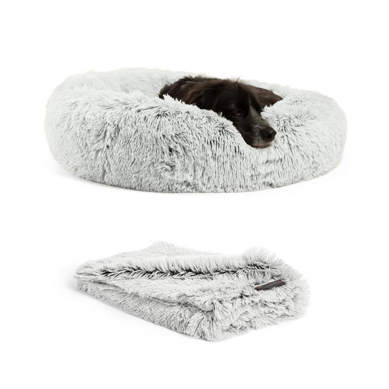 Medium Orthopedic Elevated Donut Dog Bed with Blanket