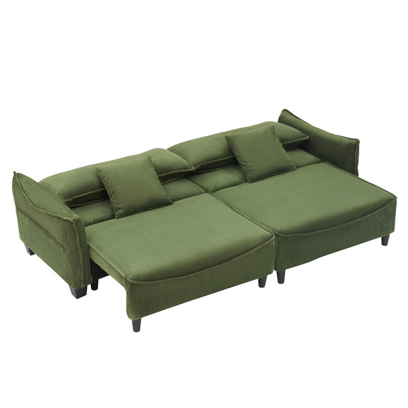 Trinety Square Arms Sofa, Modern Sofa, Accent Sofa, Green Corduroy